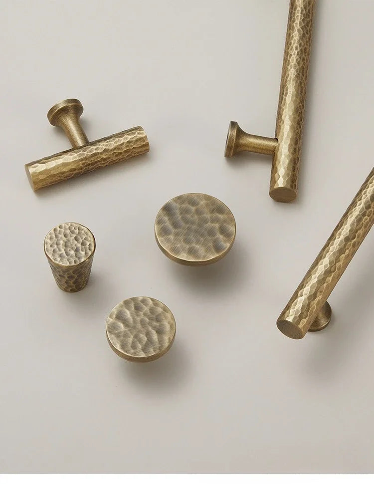 Cabinet & Drawer Handle Hand-Hammered Solid Brass Corrosion-Resistant
