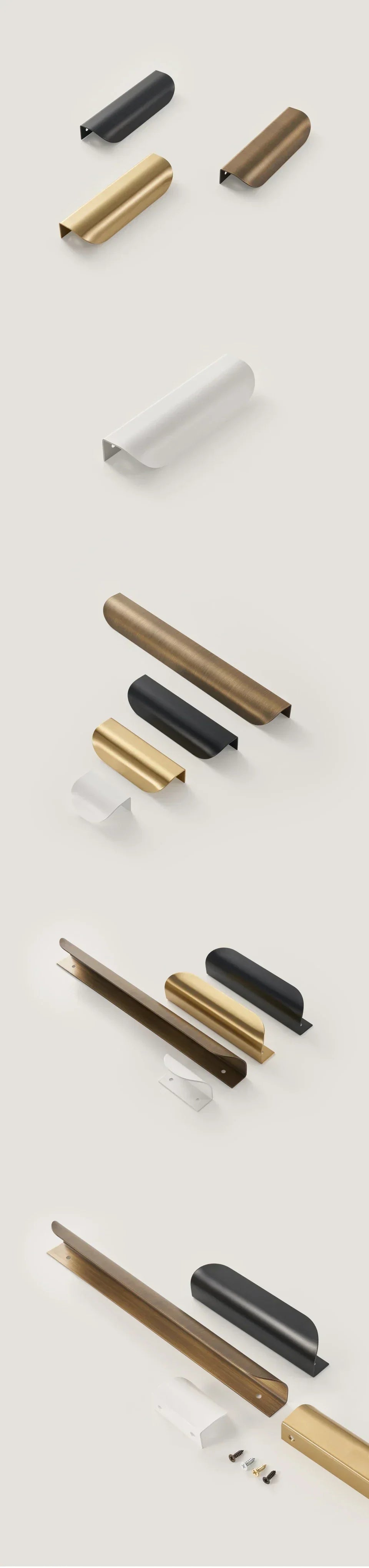 Cabinet & Drawer Pull Solid Brass Curved Shell