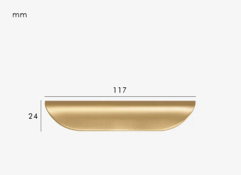 Cabinet & Drawer Pull Solid Brass Curved Shell