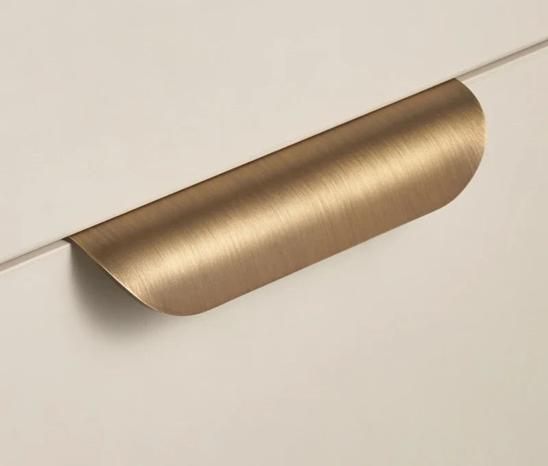 Cabinet & Drawer Pull Solid Brass Curved Shell
