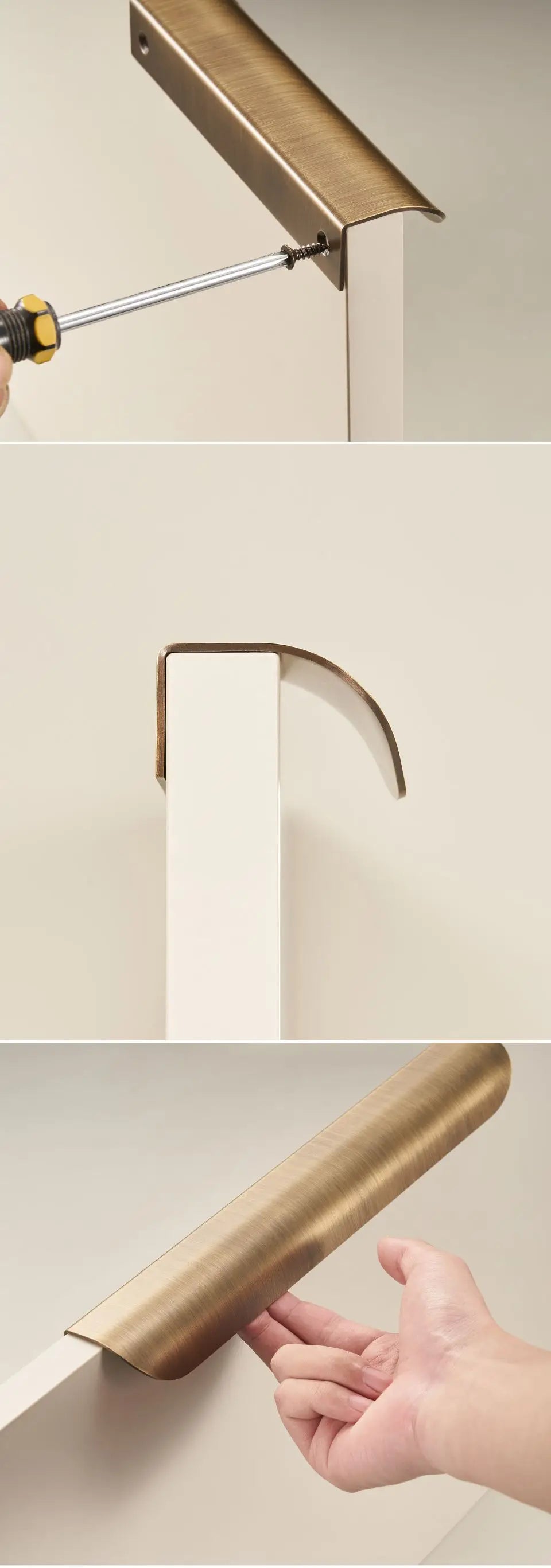 Cabinet & Drawer Pull Solid Brass Curved Shell