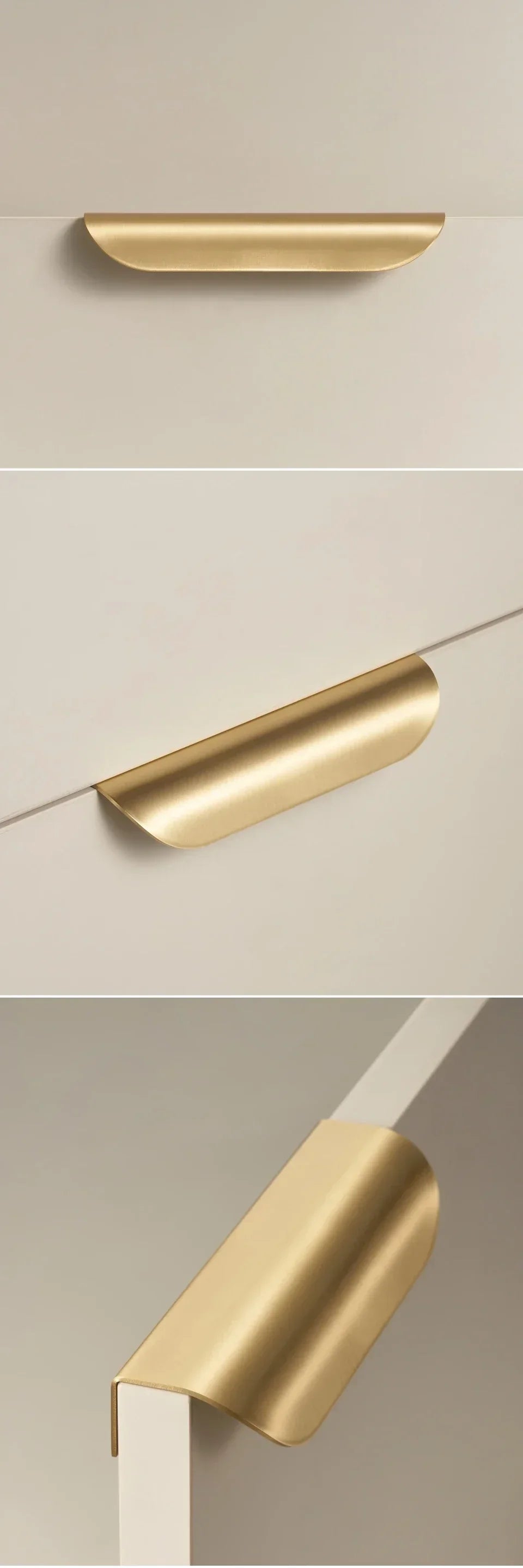 Cabinet & Drawer Pull Solid Brass Curved Shell