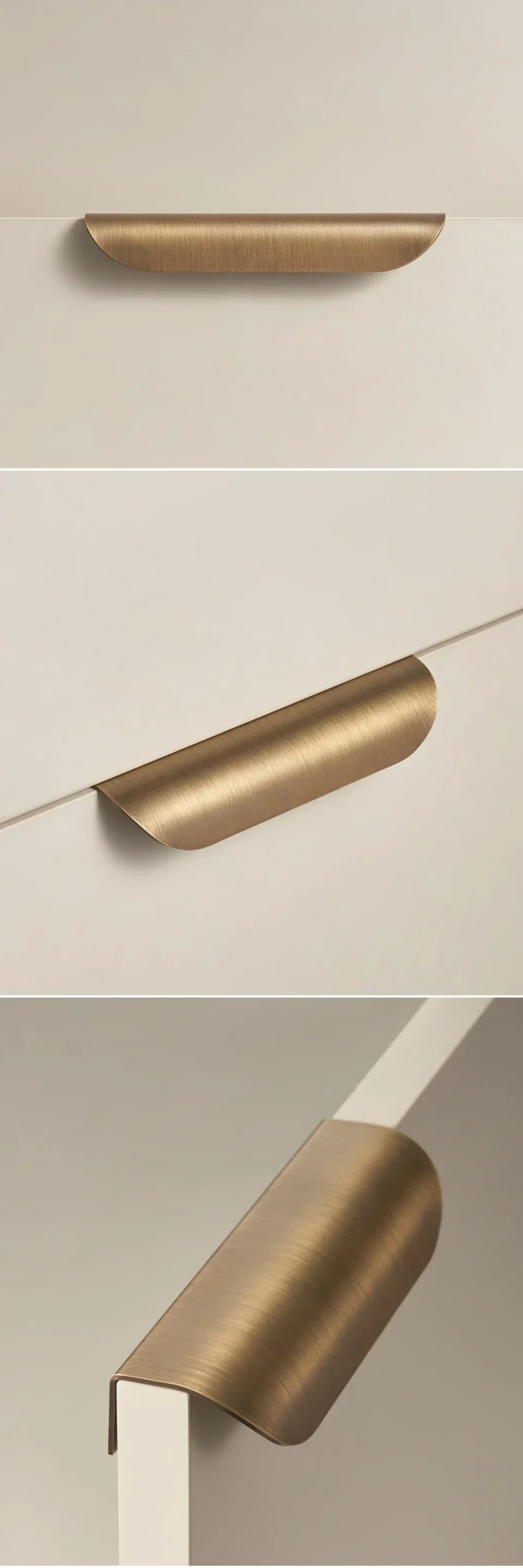 Cabinet & Drawer Pull Solid Brass Curved Shell