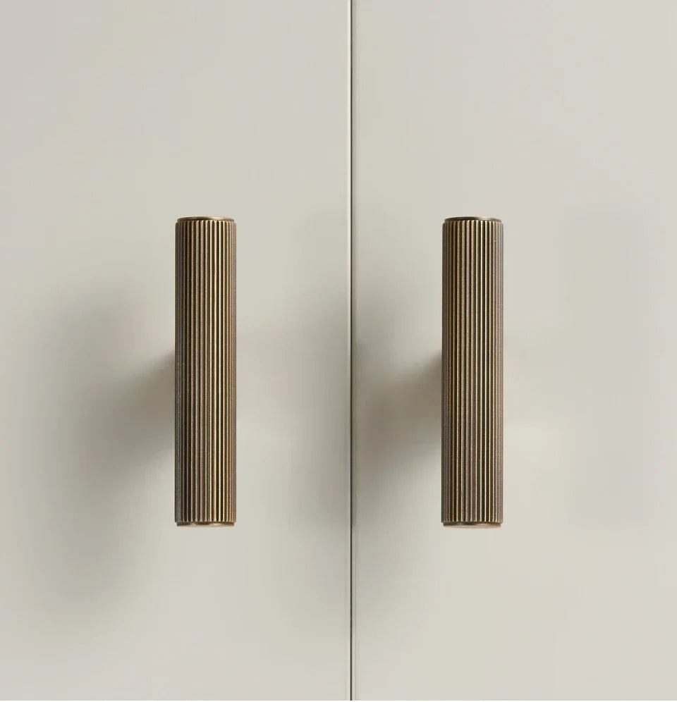 Cabinet Handle Linear T-Bar Solid Brass 5 Inch Mounting