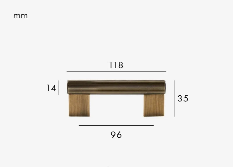 Cabinet Handle Linear T-Bar Solid Brass 5 Inch Mounting