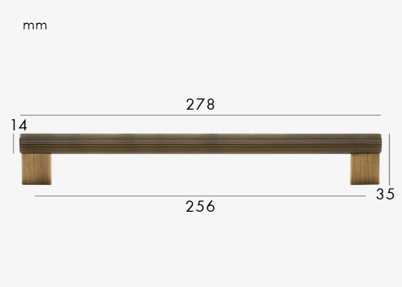 Cabinet Handle Linear T-Bar Solid Brass 5 Inch Mounting