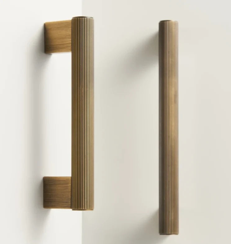 Cabinet Handle Linear T-Bar Solid Brass 5 Inch Mounting