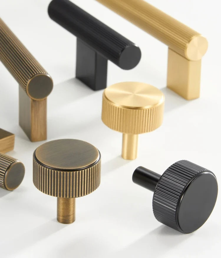 Cabinet Handle Linear T-Bar Solid Brass 5 Inch Mounting
