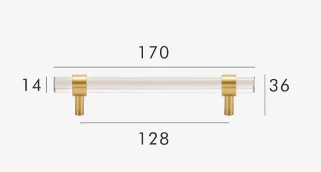 Cabinet Handle Solid Brass & Acrylic Adjustable 96mm