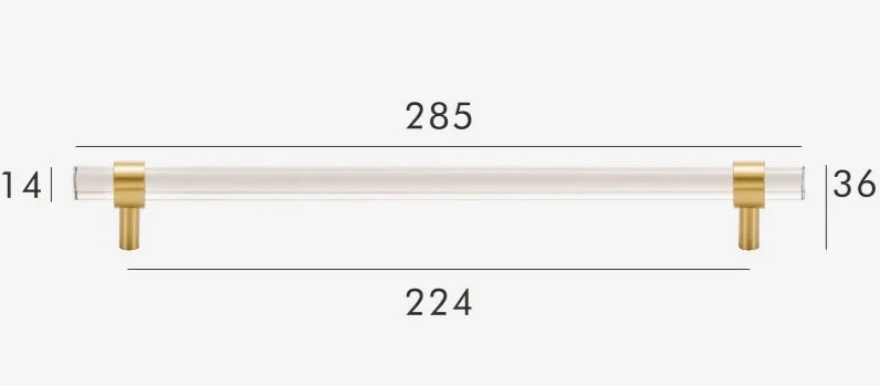Cabinet Handle Solid Brass & Acrylic Adjustable 96mm