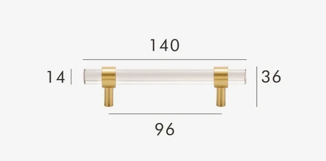 Cabinet Handle Solid Brass & Acrylic Adjustable 96mm