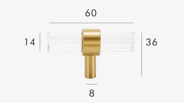 Cabinet Handle Solid Brass & Acrylic Adjustable 96mm