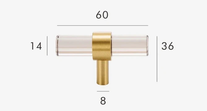 Cabinet Handle Solid Brass & Acrylic Adjustable 96mm