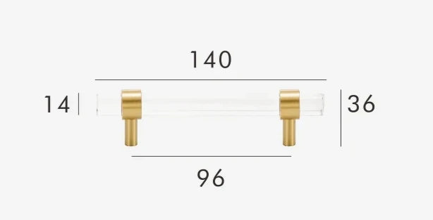 Cabinet Handle Solid Brass & Acrylic Adjustable 96mm