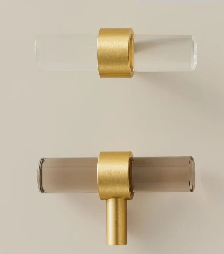 Cabinet Handle Solid Brass & Acrylic Adjustable 96mm