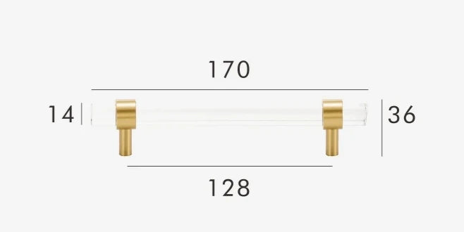 Cabinet Handle Solid Brass & Acrylic Adjustable 96mm
