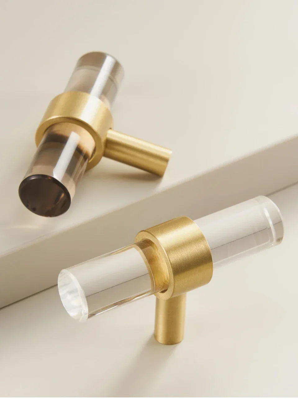 Cabinet Handle Solid Brass & Acrylic Adjustable 96mm