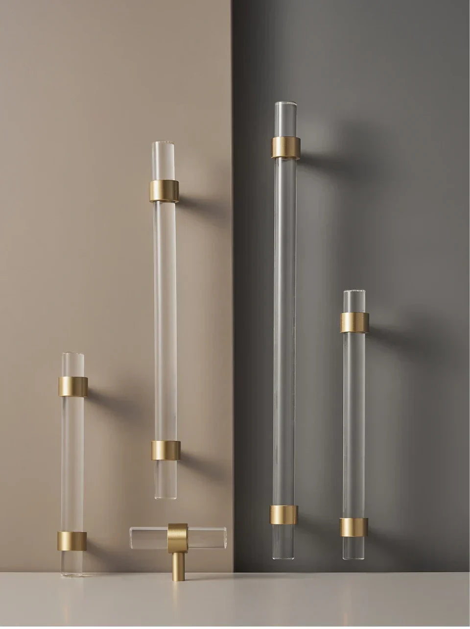 Cabinet Handle Solid Brass & Acrylic Adjustable 96mm