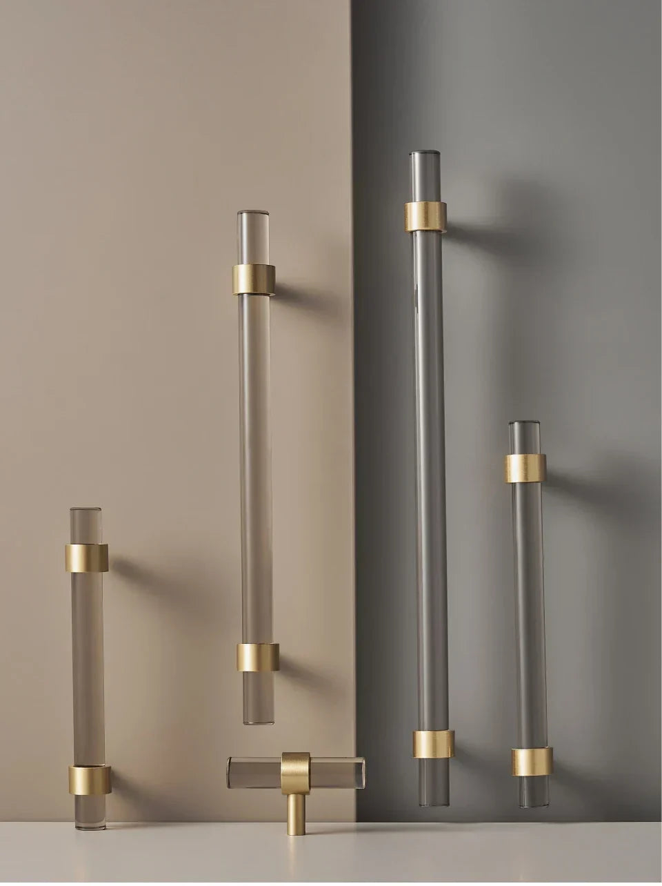 Cabinet Handle Solid Brass & Acrylic Adjustable 96mm