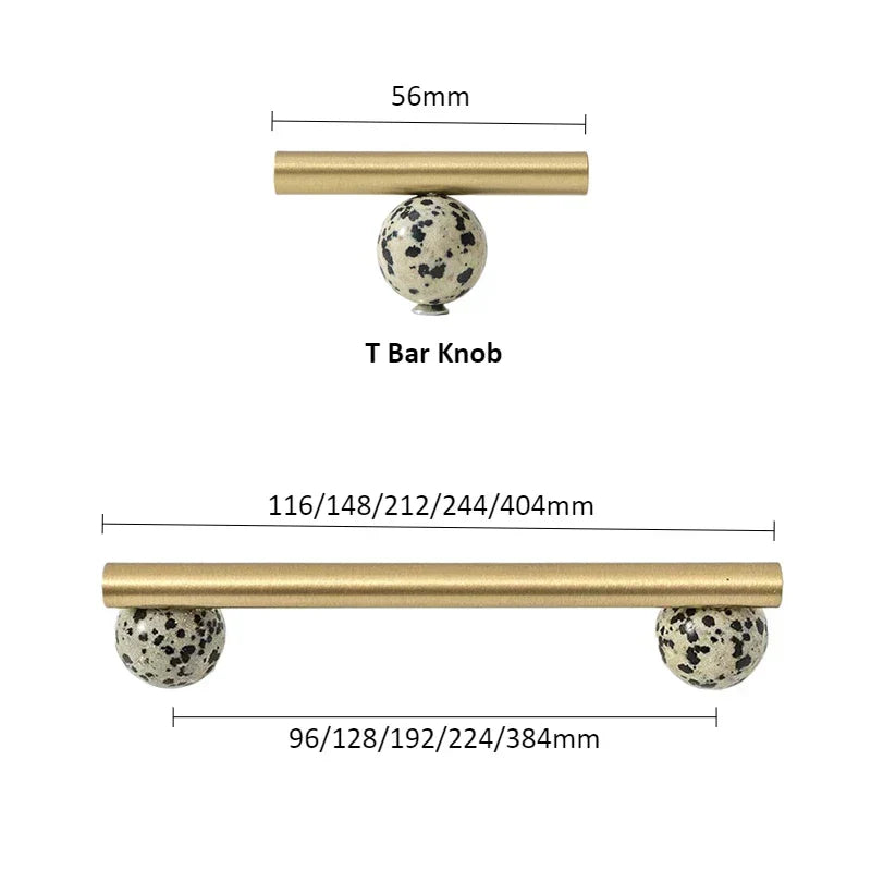 Cabinet Handles & Knobs Solid Brass Marble Accent
