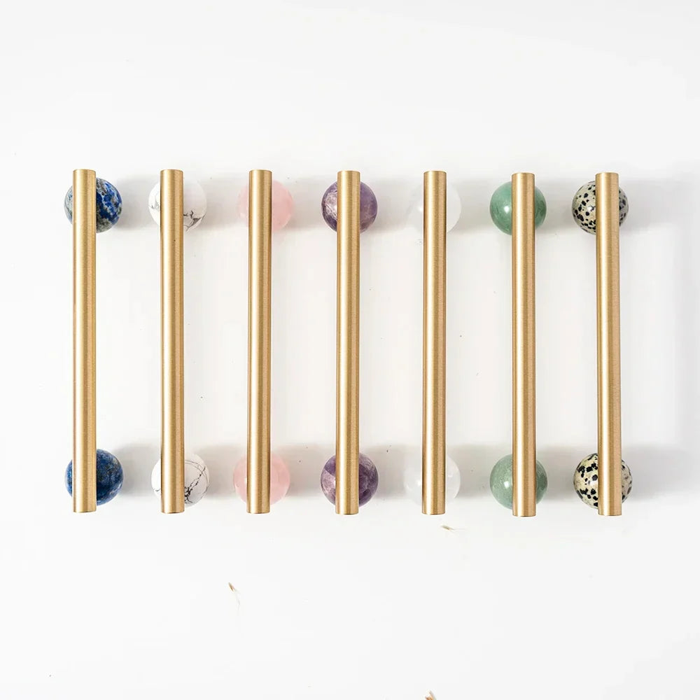 Cabinet Handles & Knobs Solid Brass Marble Accent