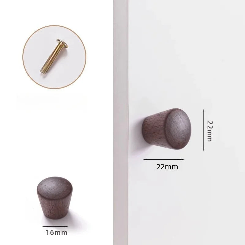 Cabinet Knob Solid Beech Or Walnut Includes Screw