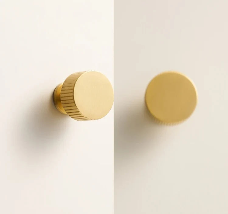 Cabinet Knob Solid Brass Art Deco Vertical Lines