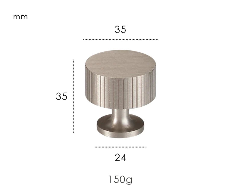Cabinet Knob Solid Brass Art Deco Vertical Lines