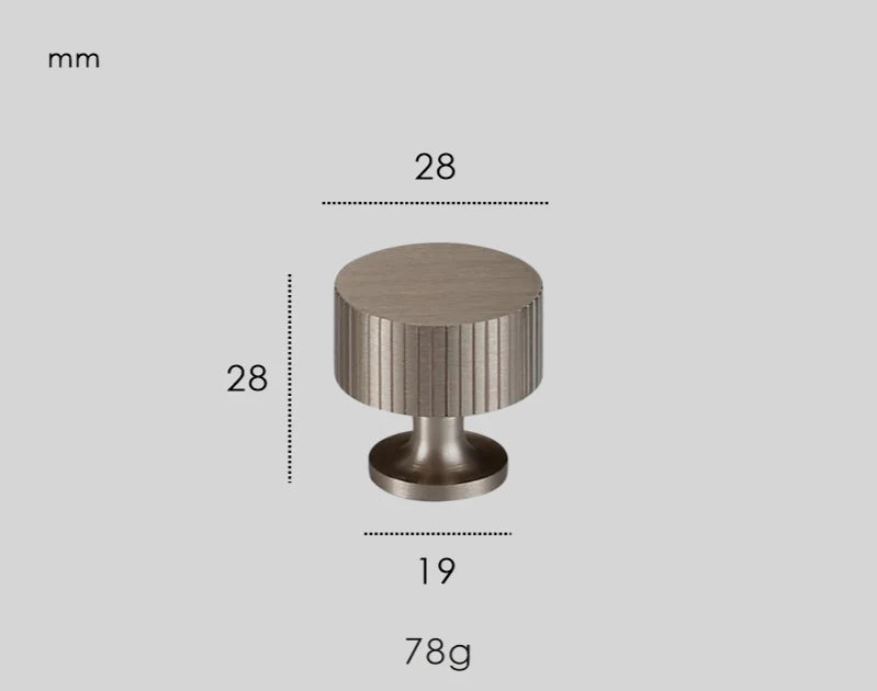 Cabinet Knob Solid Brass Art Deco Vertical Lines