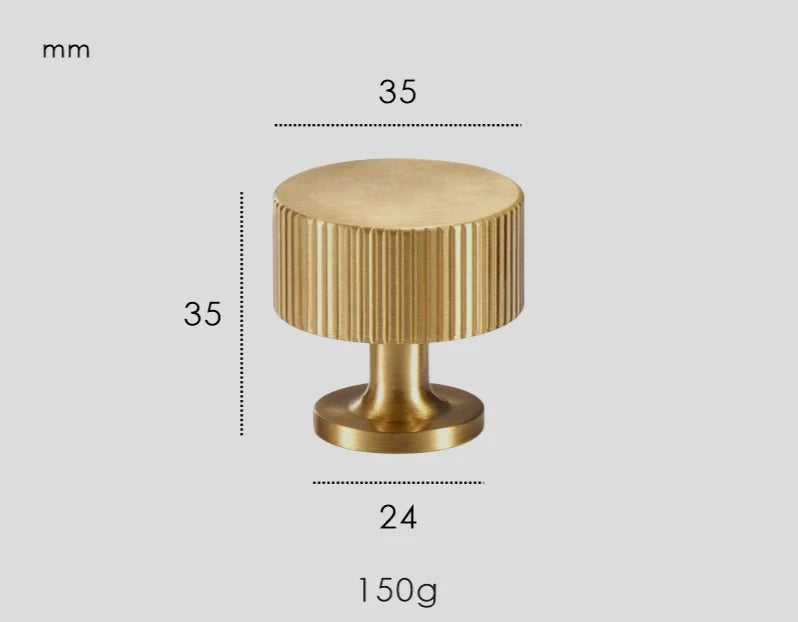 Cabinet Knob Solid Brass Art Deco Vertical Lines