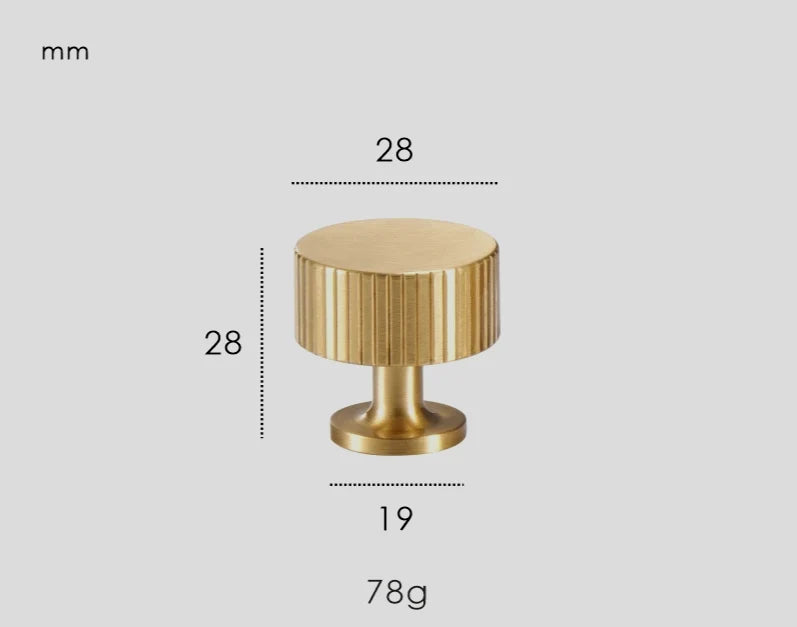 Cabinet Knob Solid Brass Art Deco Vertical Lines