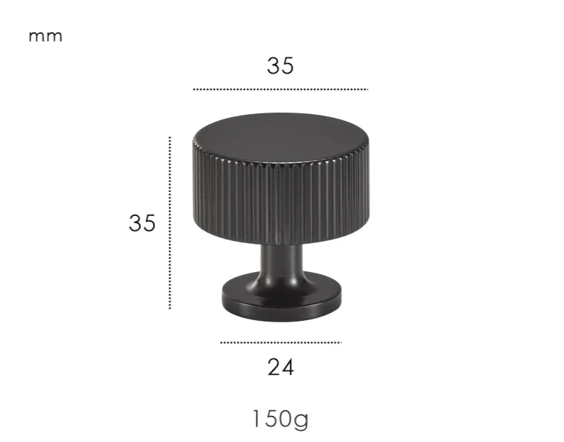 Cabinet Knob Solid Brass Art Deco Vertical Lines