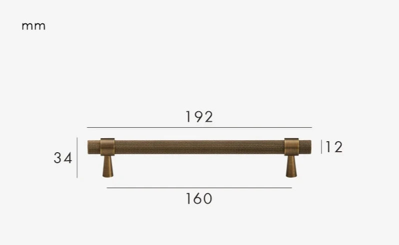 Cabinet T-Bar Handle Solid Brass Knurled Grip 224mm CC