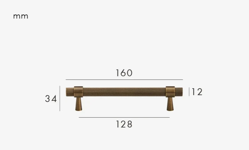 Cabinet T-Bar Handle Solid Brass Knurled Grip 224mm CC