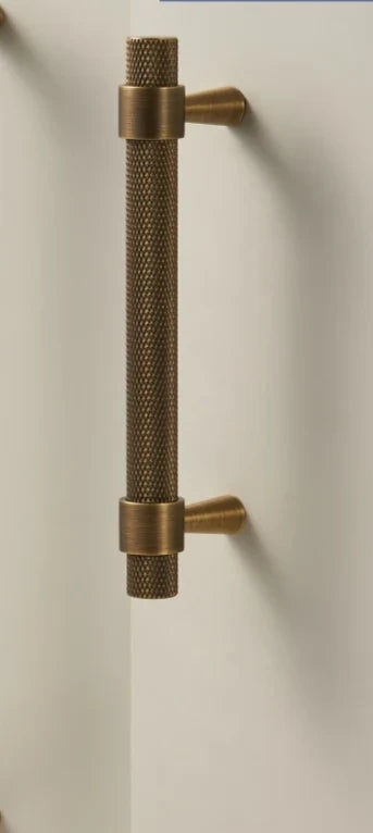 Cabinet T-Bar Handle Solid Brass Knurled Grip 224mm CC