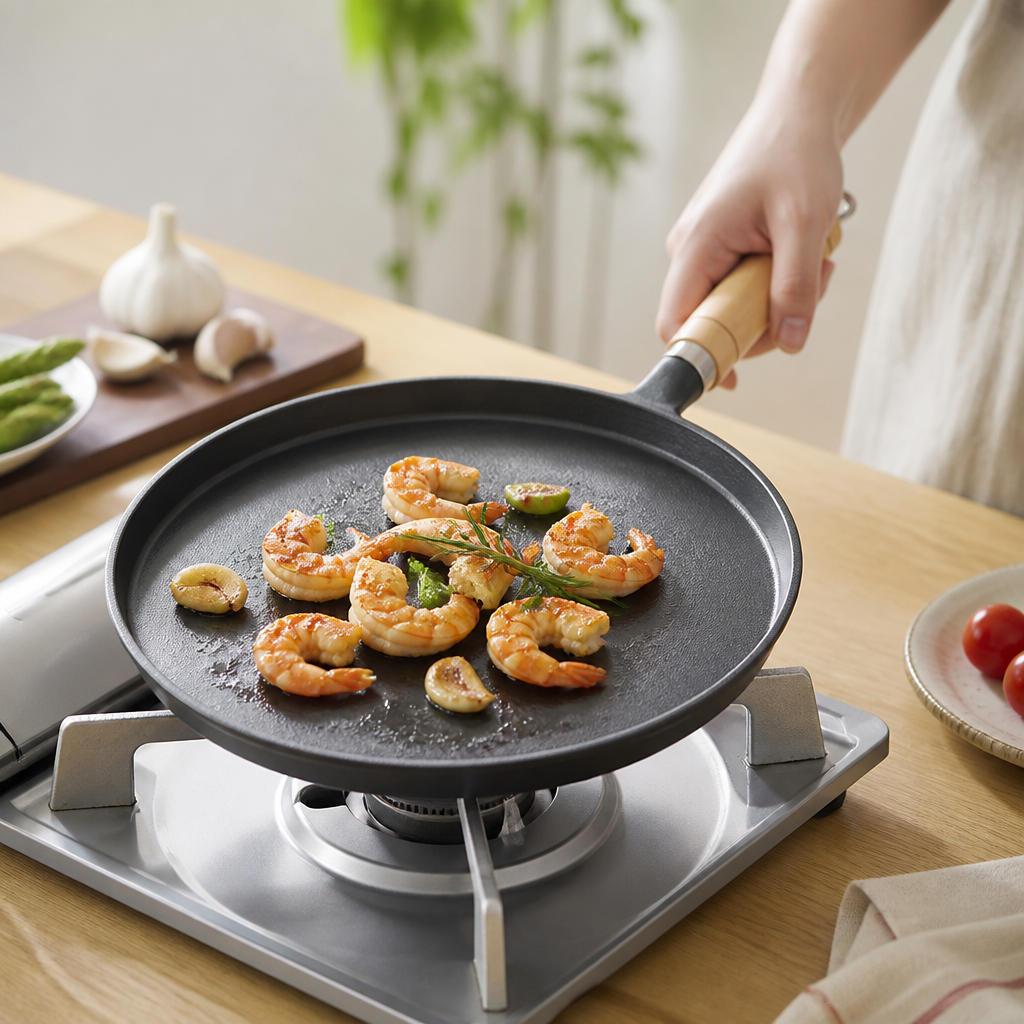 Cast Iron Griddle Pan Uncoated Non-Stick Induction Compatible