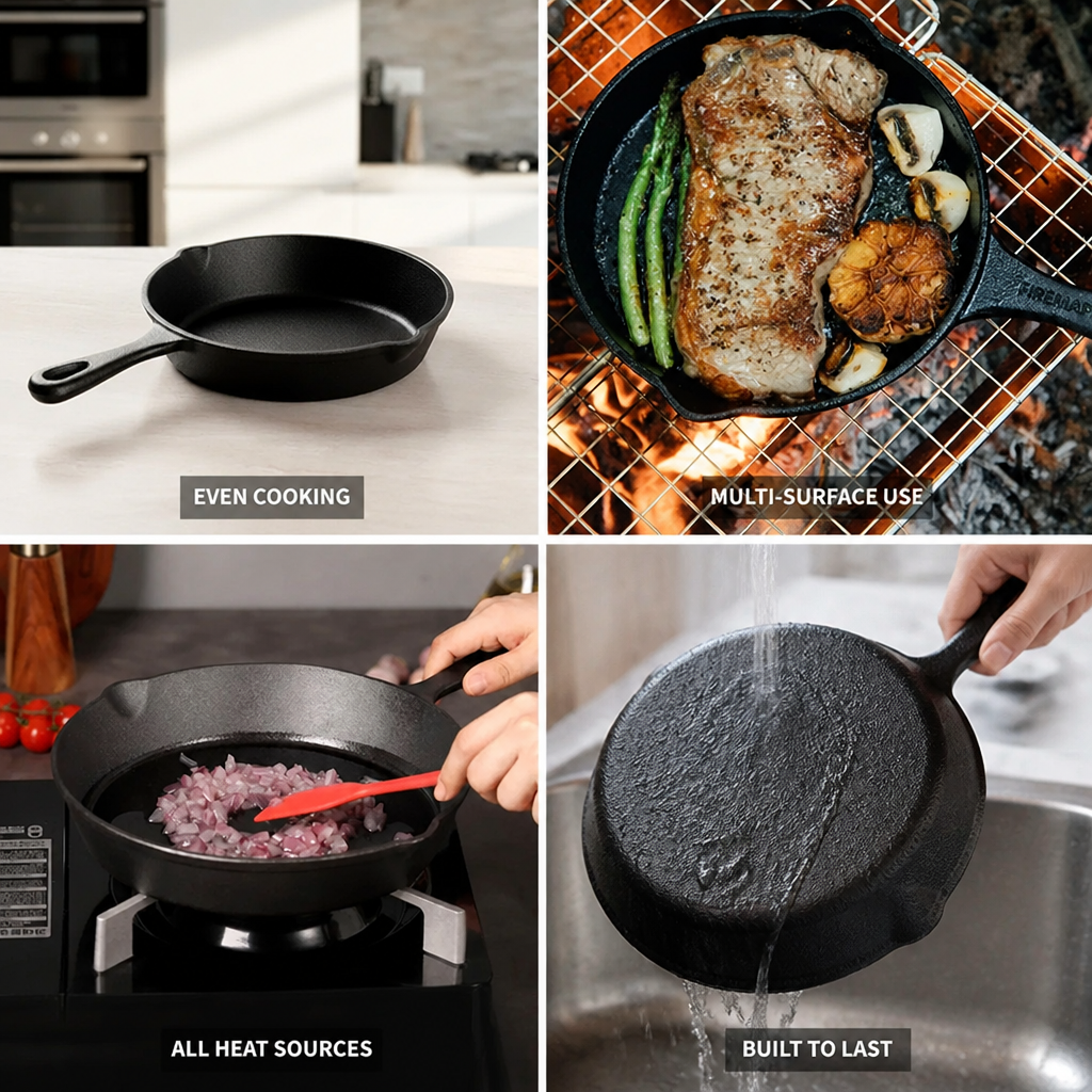 Cast Iron Skillet Oven, Grill & Induction Safe