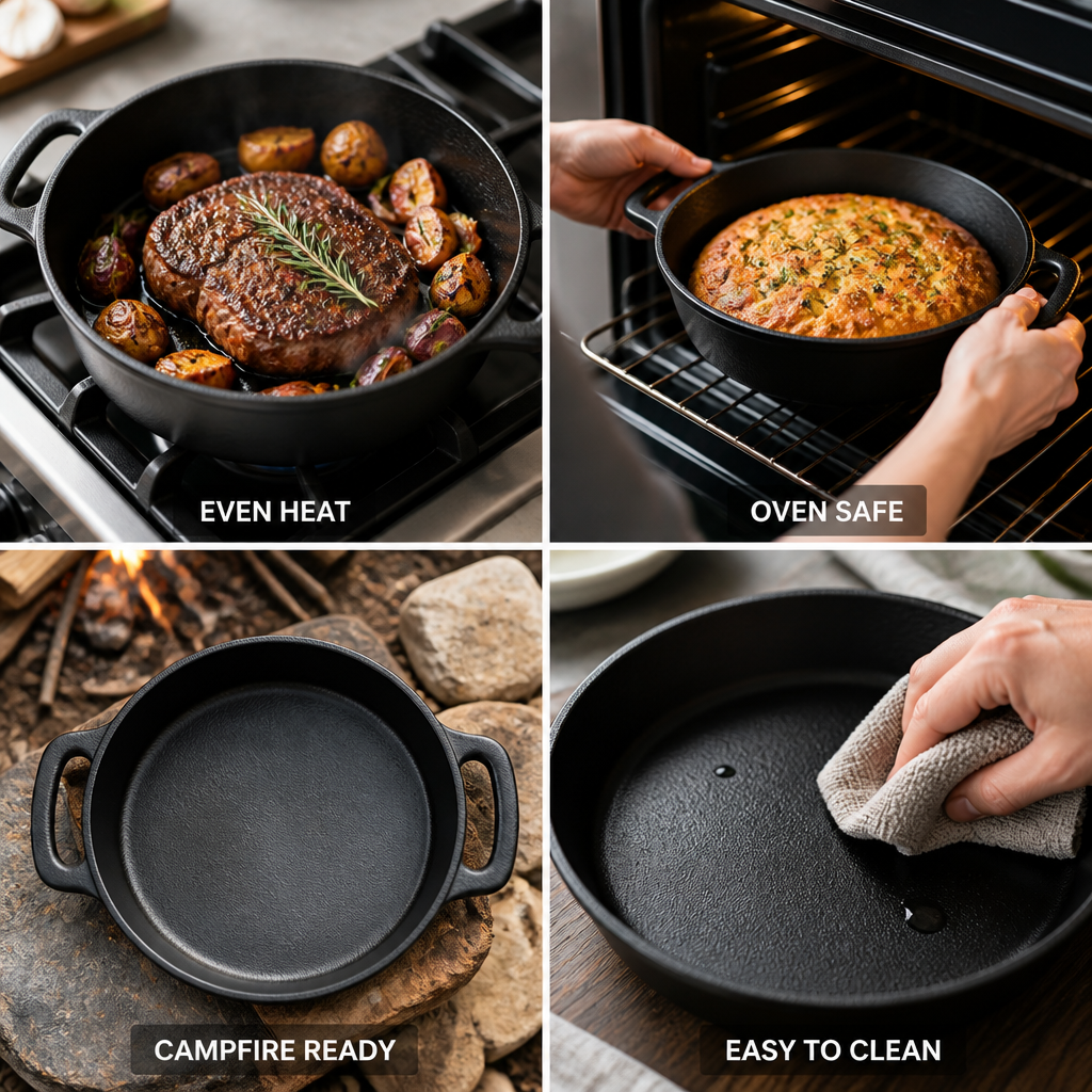 Cast Iron Skillet Pre-Seasoned Non-Stick Oven & Stovetop