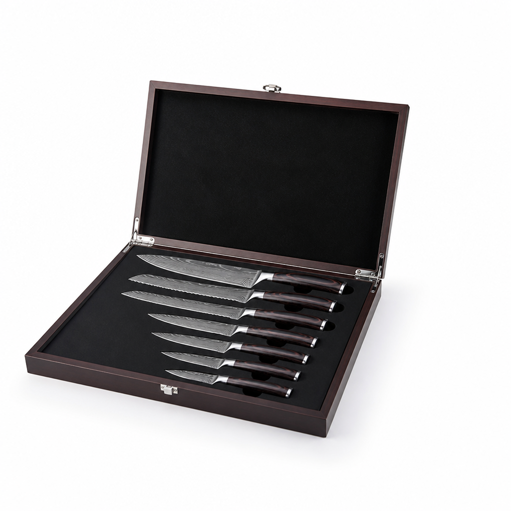 Chef Knife Set High-Carbon Steel Damascus Pattern 8-Piece