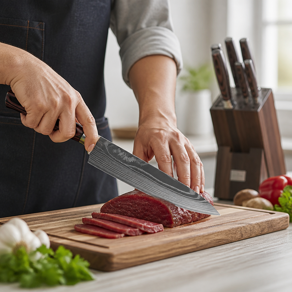 Chef Knife Set High-Carbon Steel Damascus Pattern 8-Piece