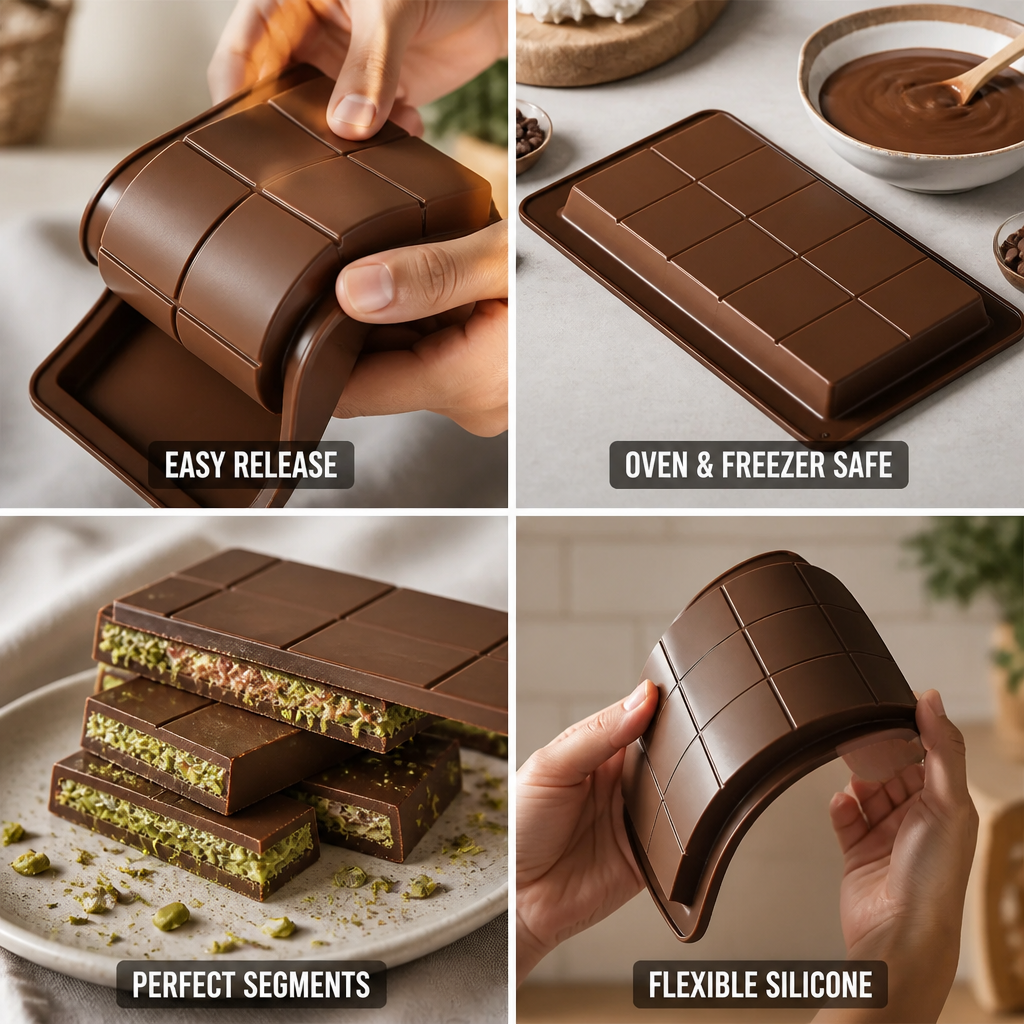 Chocolate Bar Mold 10-Segment Nonstick Silicone