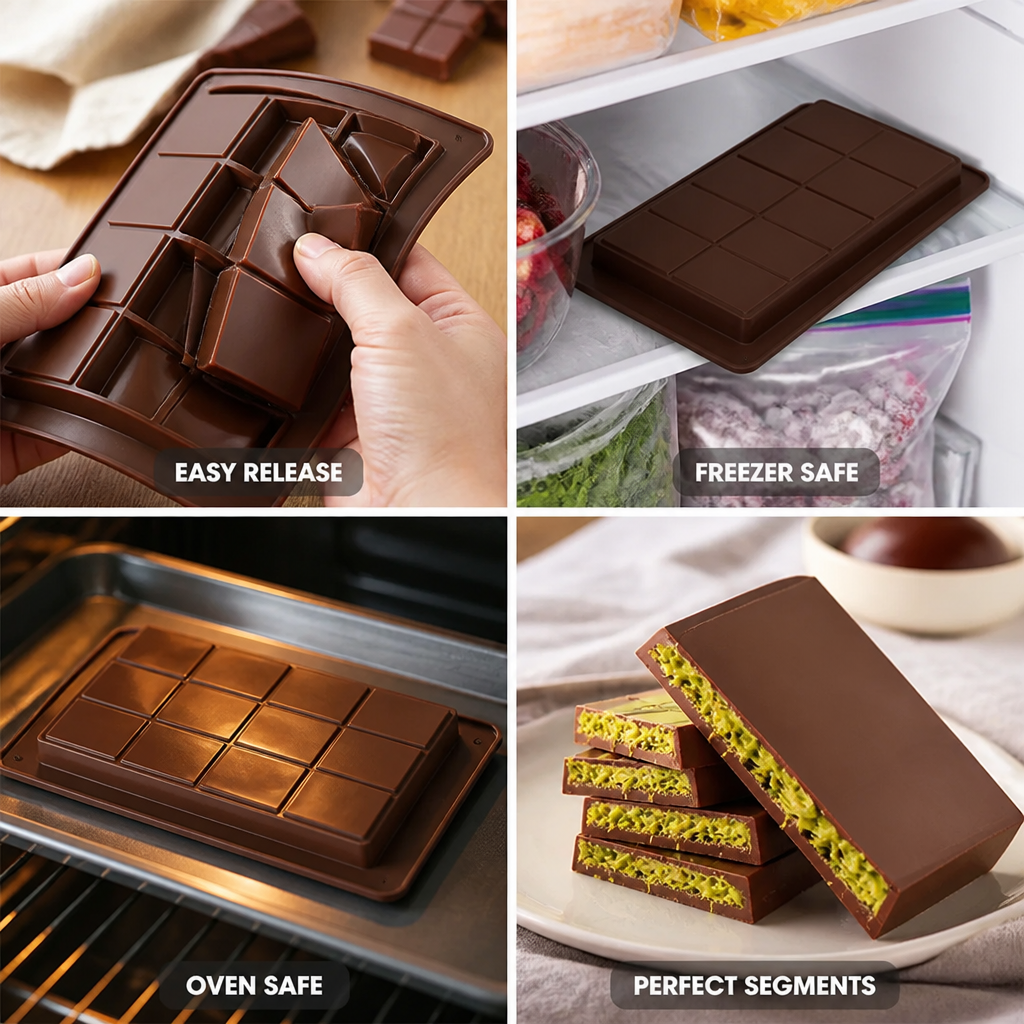 Chocolate Bar Mold Flexible Silicone Nonstick Ten-Segment