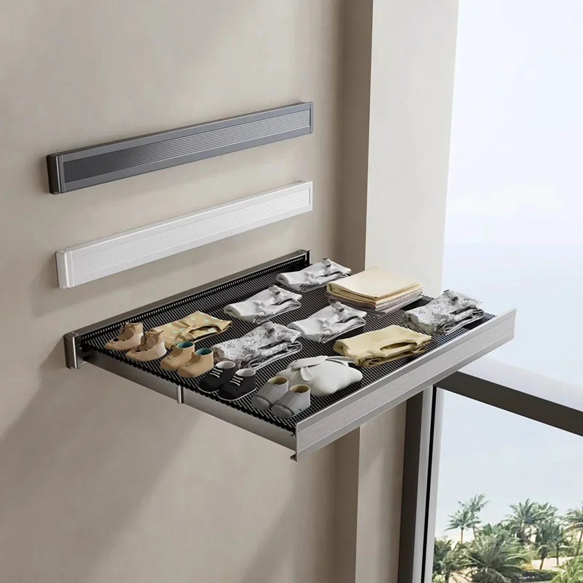 Coat & Hat Rack Wall-Mounted Foldable Anodized Aluminum