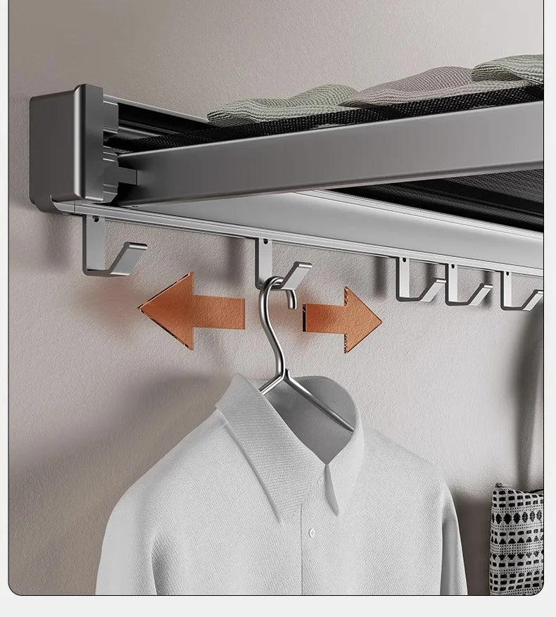 Coat & Hat Rack Wall-Mounted Foldable Anodized Aluminum