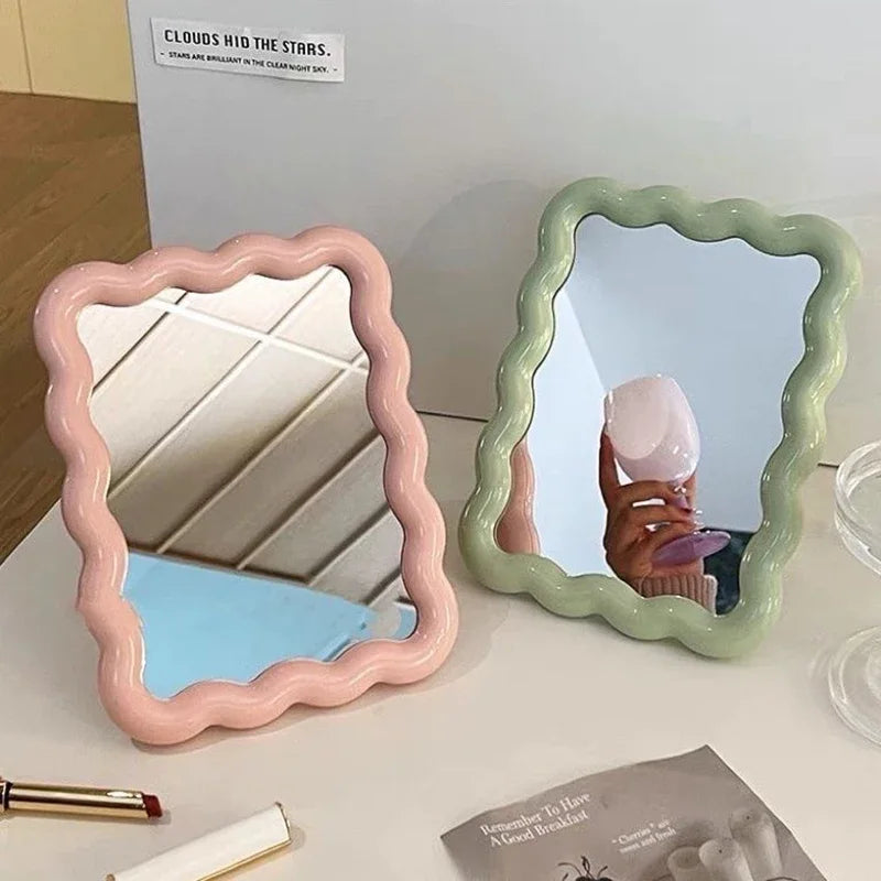 Compact Makeup Mirror Foldable Glass Wave Design