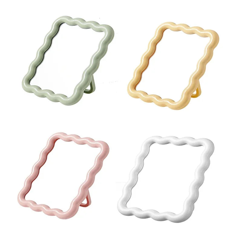 Compact Makeup Mirror Foldable Glass Wave Design
