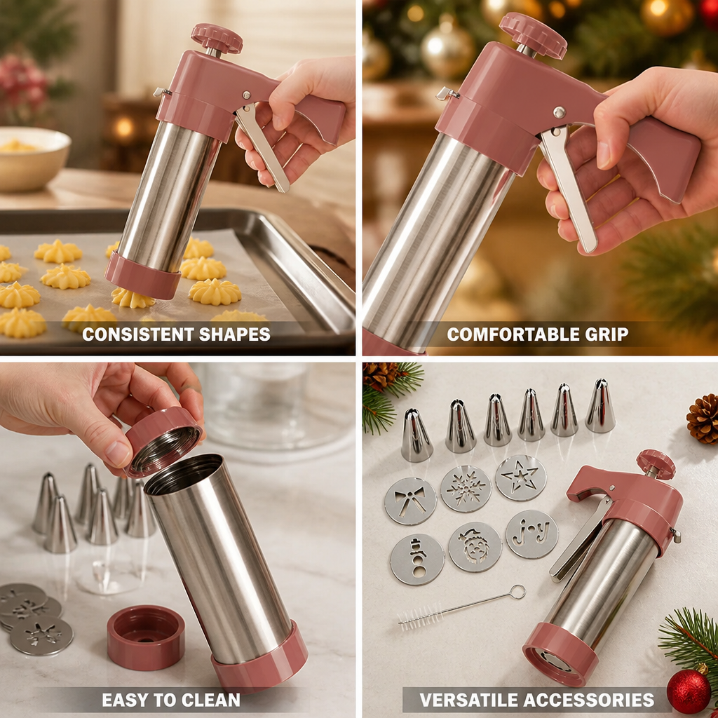 Cookie Press Stainless Steel Barrel Ergonomic Trigger