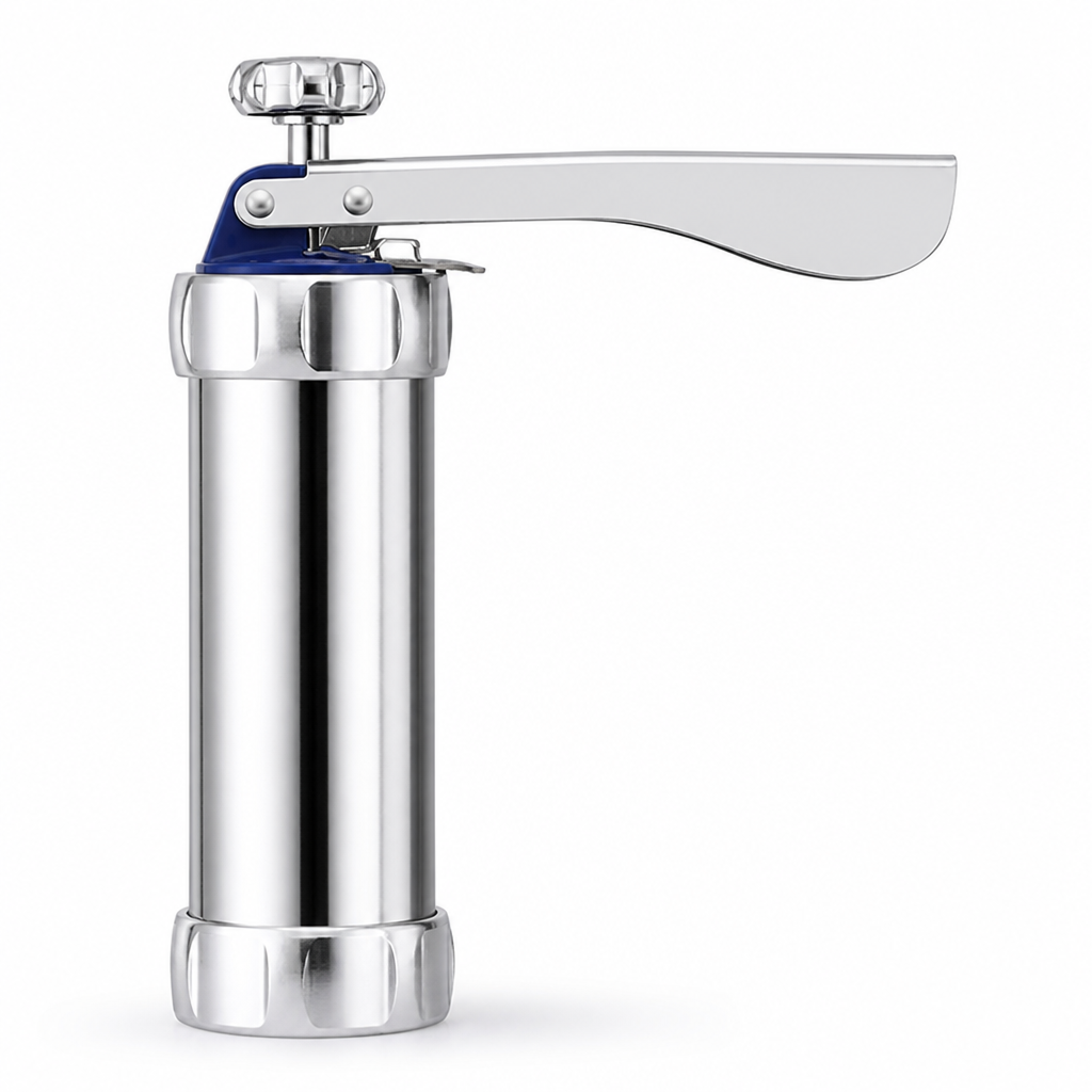Cookie Press Stainless Steel Interchangeable Discs Ergonomic Lever