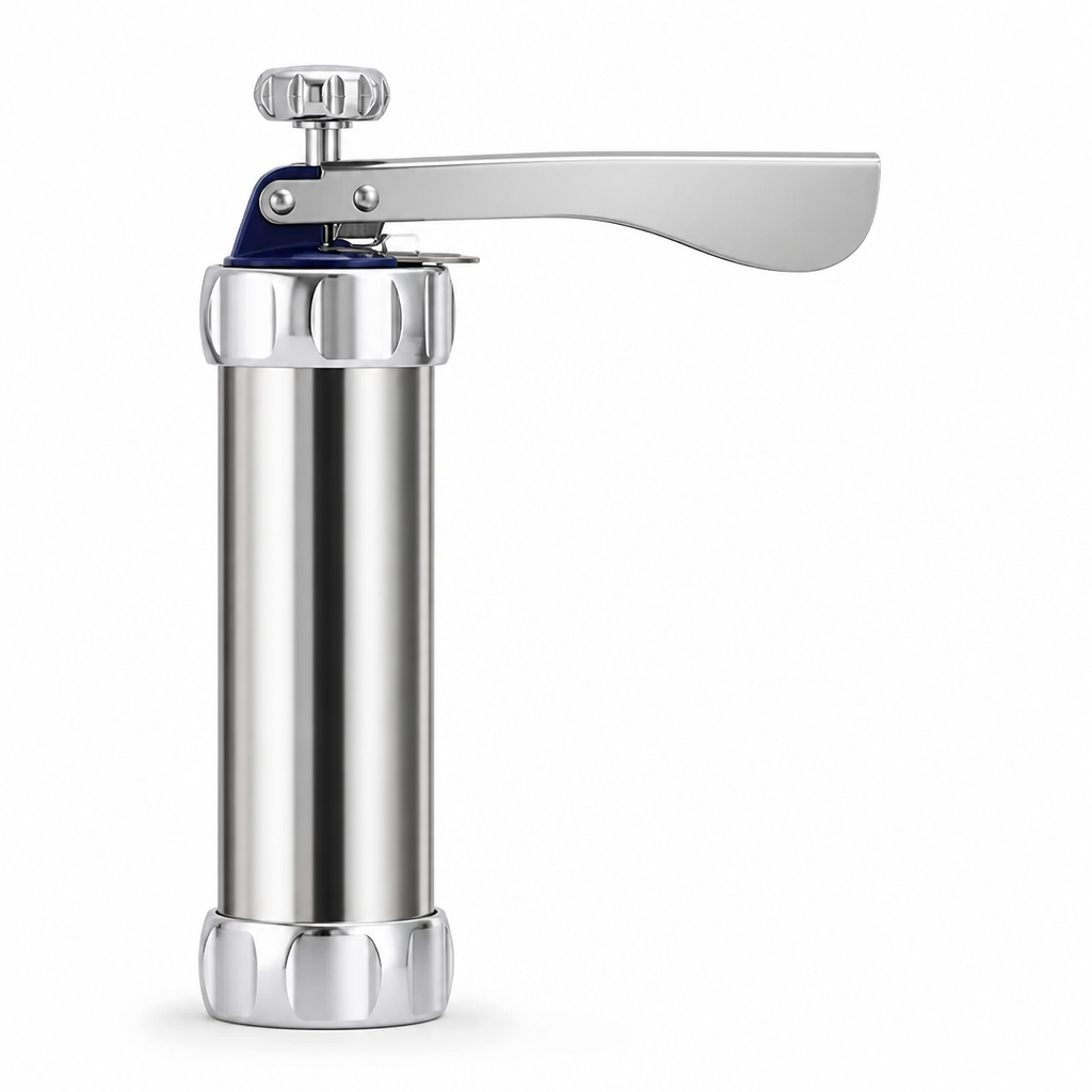 Cookie Press Stainless Steel Interchangeable Discs Ergonomic Lever