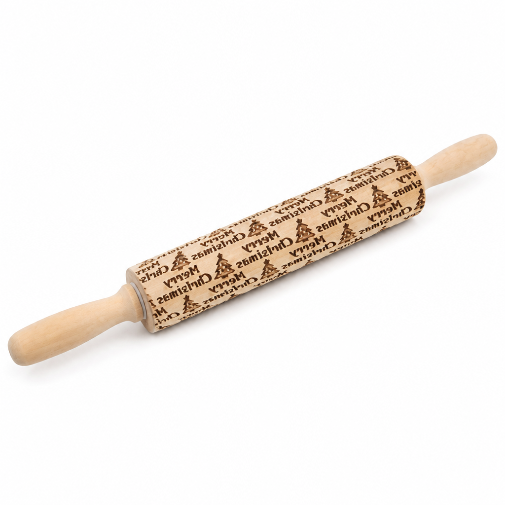 Cookie Rolling Pin Solid Wood Embossed Motifs 43 Cm